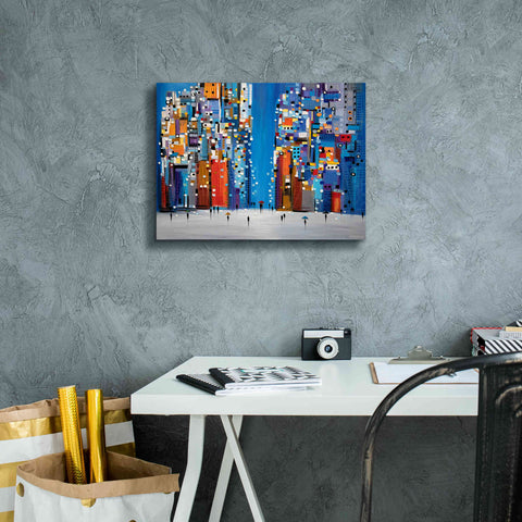 Image of 'Night Square' by Ekaterina Ermilkina Giclee Canvas Wall Art,16 x 12