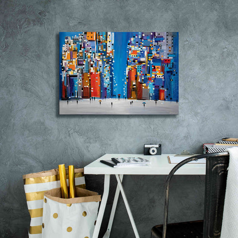 Image of 'Night Square' by Ekaterina Ermilkina Giclee Canvas Wall Art,26 x 18