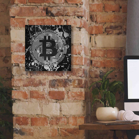 Image of 'Bitcoin Black Ice' by Cameron Gray Giclee Canvas Wall Art,12 x 12
