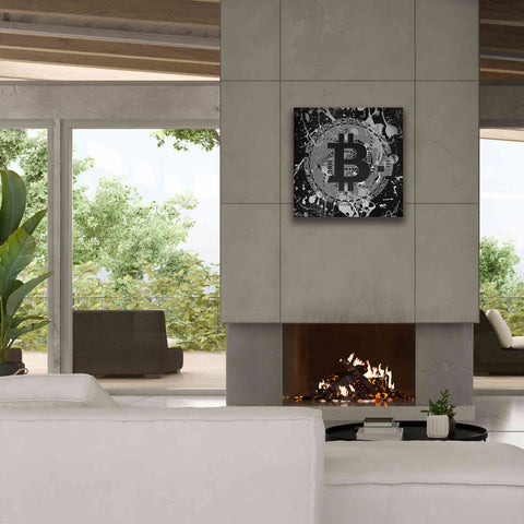 Image of 'Bitcoin Black Ice' by Cameron Gray Giclee Canvas Wall Art,26 x 26