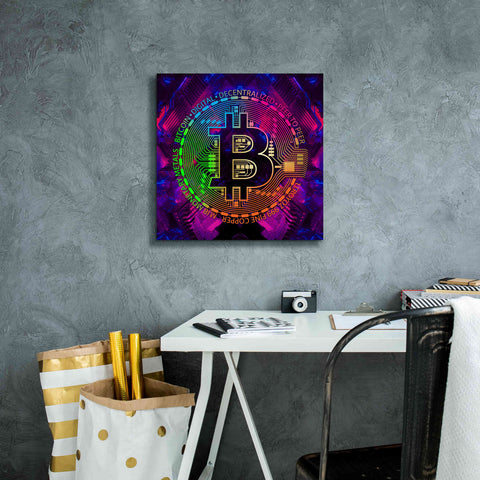 Image of 'Bitcoin Rainbow' by Cameron Gray Giclee Canvas Wall Art,18 x 18