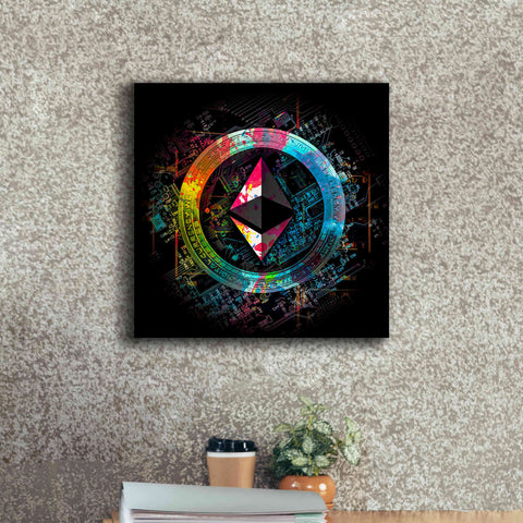 Image of 'Ethereum Crypto Power' by Epic Portfolio Giclee Canvas Wall Art,18 x 18