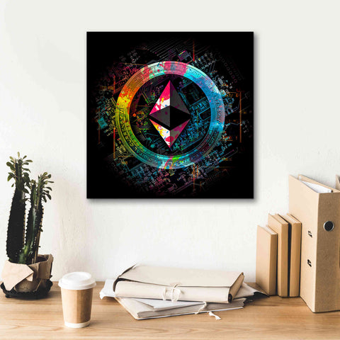 Image of 'Ethereum Crypto Power' by Epic Portfolio Giclee Canvas Wall Art,18 x 18