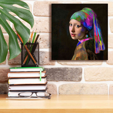 Image of 'Colorful Girl with a Pearl Earring' by Epic Portfolio, Giclee Canvas Wall Art,12x12