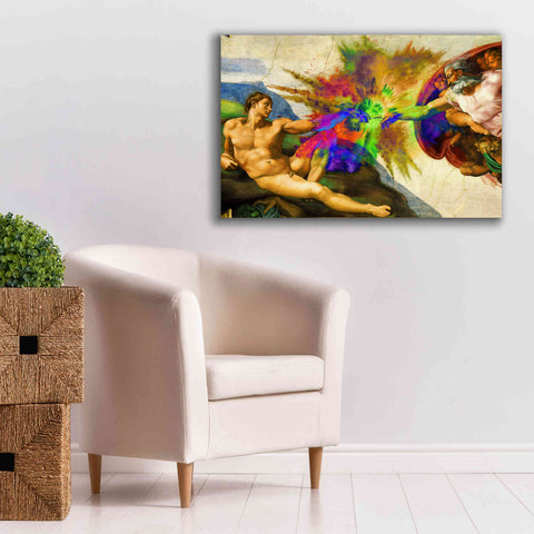 Image of 'Michelangelo - Creation of Adam Colorful I' by Epic Art Portfolio, Canvas Wall Art,40x26