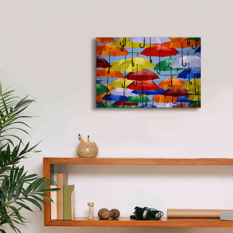 Image of 'Raining Umbrellas' by Epic Portfolio, Giclee Canvas Wall Art,18x12