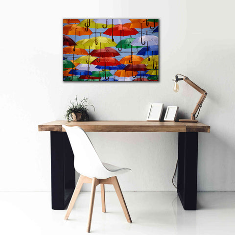 Image of 'Raining Umbrellas' by Epic Portfolio, Giclee Canvas Wall Art,40x26