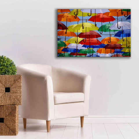 Image of 'Raining Umbrellas' by Epic Portfolio, Giclee Canvas Wall Art,40x26