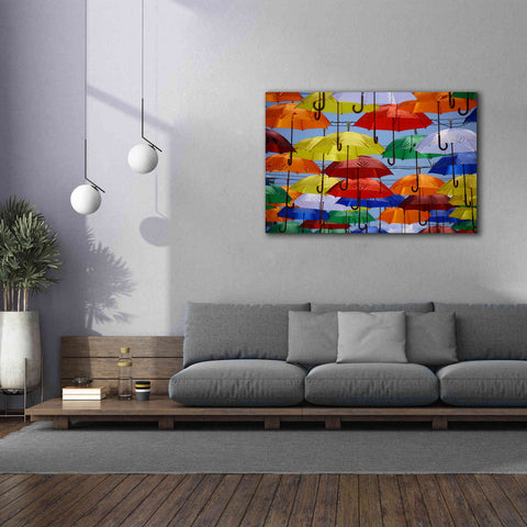 Image of 'Raining Umbrellas' by Epic Portfolio, Giclee Canvas Wall Art,60x40