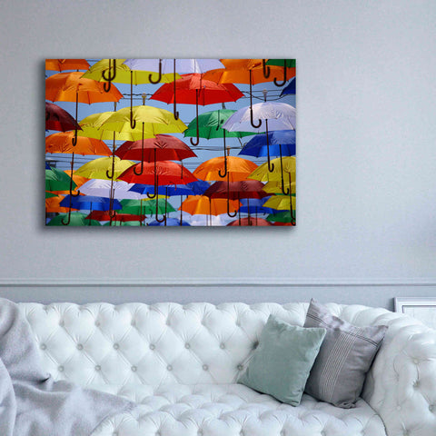Image of 'Raining Umbrellas' by Epic Portfolio, Giclee Canvas Wall Art,60x40