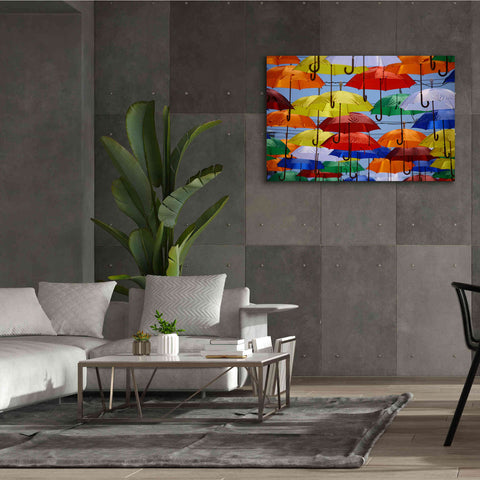 Image of 'Raining Umbrellas' by Epic Portfolio, Giclee Canvas Wall Art,60x40