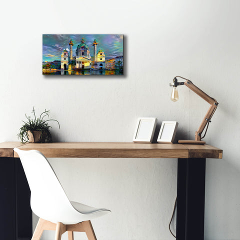 Image of 'Vienna Austria Karlskirche' by Pedro Gavidia, Canvas Wall Art,24 x 12