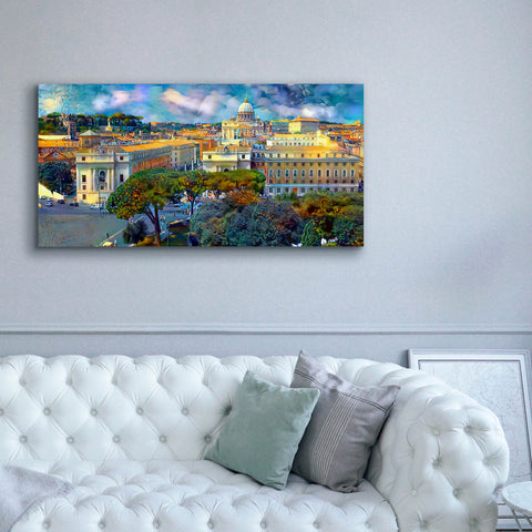 Image of 'Vaticano San Pedro from San Angelo' by Pedro Gavidia, Canvas Wall Art,60 x 30