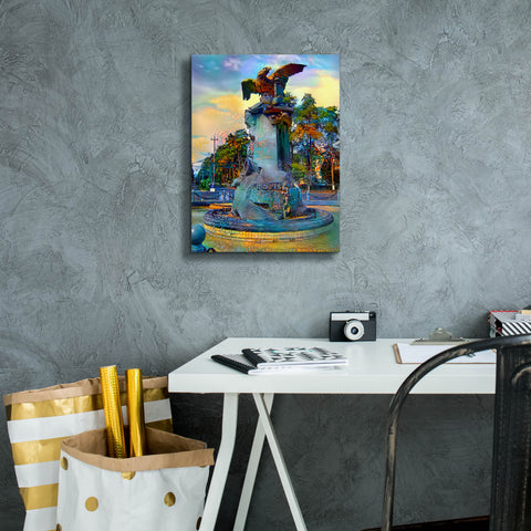 Image of 'Toluca Mexio Fountain Eagle Firmado' by Pedro Gavidia, Canvas Wall Art,12 x 16