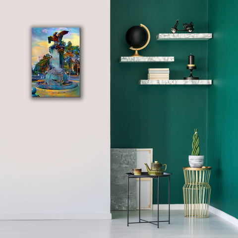 Image of 'Toluca Mexio Fountain Eagle Firmado' by Pedro Gavidia, Canvas Wall Art,18 x 26