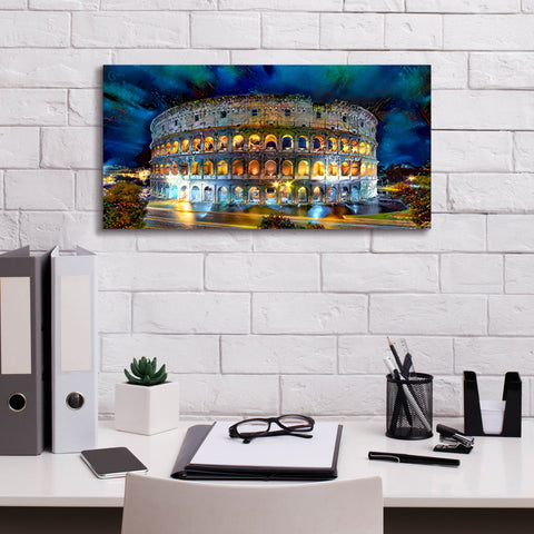 Image of 'Rome Italy Coliseo Night 2022' by Pedro Gavidia, Canvas Wall Art,24 x 12