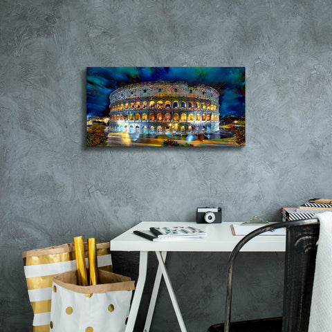 Image of 'Rome Italy Coliseo Night 2022' by Pedro Gavidia, Canvas Wall Art,24 x 12