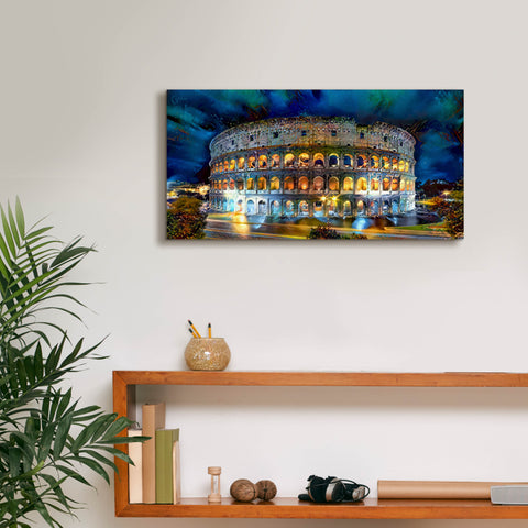 Image of 'Rome Italy Coliseo Night 2022' by Pedro Gavidia, Canvas Wall Art,24 x 12
