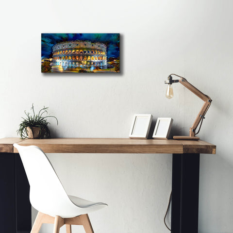 Image of 'Rome Italy Coliseo Night 2022' by Pedro Gavidia, Canvas Wall Art,24 x 12