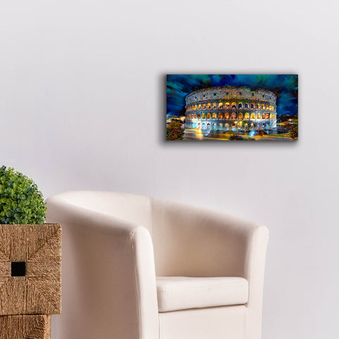 Image of 'Rome Italy Coliseo Night 2022' by Pedro Gavidia, Canvas Wall Art,24 x 12