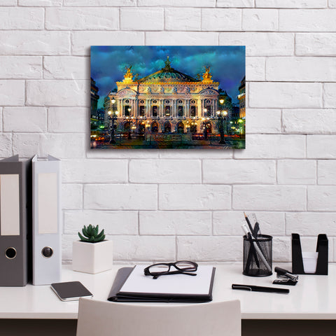 Image of 'Paris France Opera Garnier Night' by Pedro Gavidia, Canvas Wall Art,18 x 12
