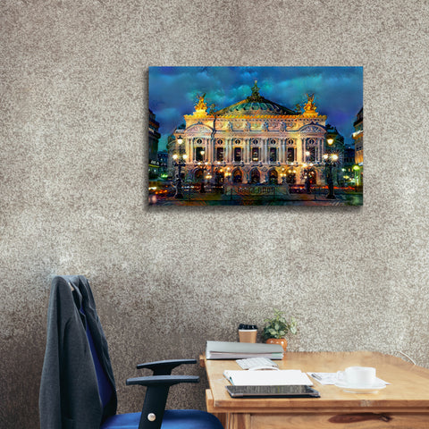 Image of 'Paris France Opera Garnier Night' by Pedro Gavidia, Canvas Wall Art,40 x 26