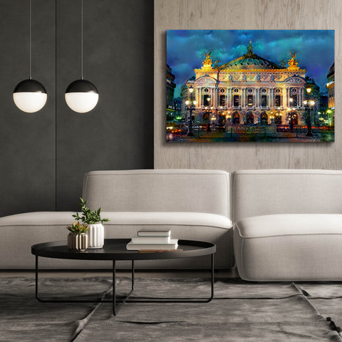 Image of 'Paris France Opera Garnier Night' by Pedro Gavidia, Canvas Wall Art,60 x 40