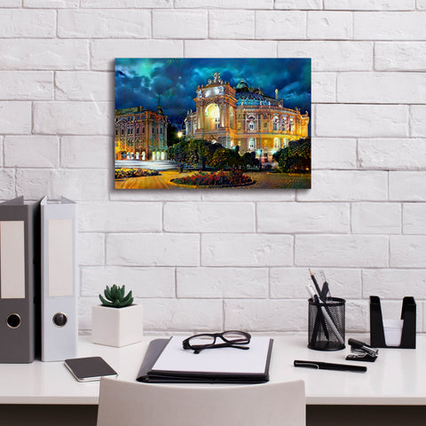 Image of 'Odessa Ukraine Opera and Ballet Theater Night' by Pedro Gavidia, Canvas Wall Art,18 x 12