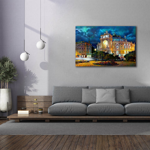 Image of 'Odessa Ukraine Opera and Ballet Theater Night' by Pedro Gavidia, Canvas Wall Art,60 x 40