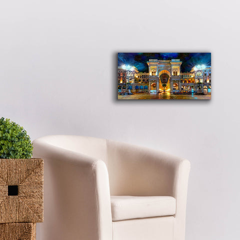 Image of 'Milan Italy Vitorio Emanuel II Night 2022' by Pedro Gavidia, Canvas Wall Art,24 x 12