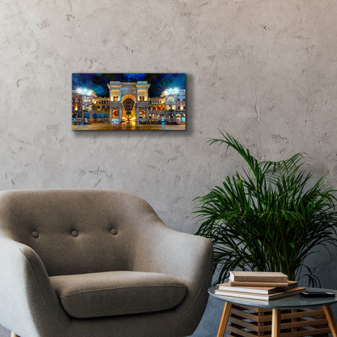 Image of 'Milan Italy Vitorio Emanuel II Night 2022' by Pedro Gavidia, Canvas Wall Art,24 x 12