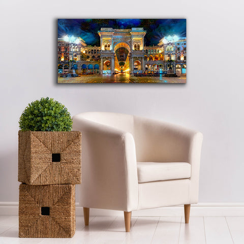 Image of 'Milan Italy Vitorio Emanuel II Night 2022' by Pedro Gavidia, Canvas Wall Art,40 x 20