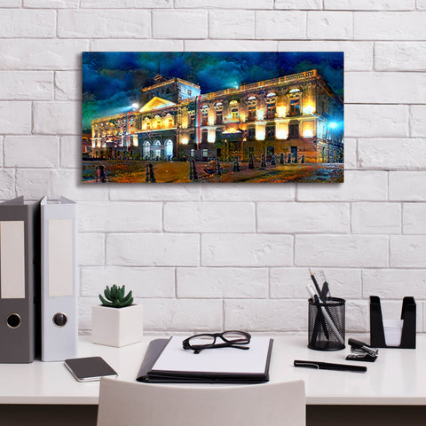 Image of 'Mexico City Palace of Mines Night' by Pedro Gavidia, Canvas Wall Art,24 x 12
