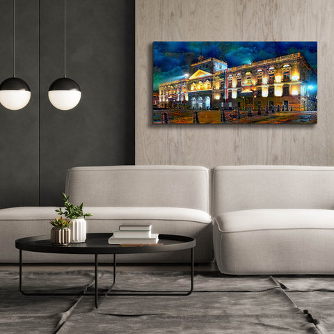 Image of 'Mexico City Palace of Mines Night' by Pedro Gavidia, Canvas Wall Art,60 x 30