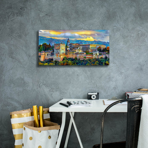 Image of 'Granada Spain La Alhambra' by Pedro Gavidia, Canvas Wall Art,24 x 12