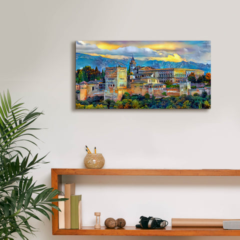 Image of 'Granada Spain La Alhambra' by Pedro Gavidia, Canvas Wall Art,24 x 12