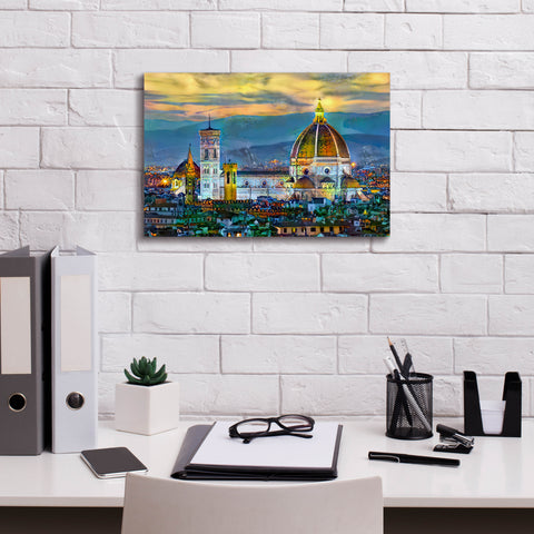 Image of 'Florence Italy Duomo Sunset' by Pedro Gavidia, Canvas Wall Art,18 x 12