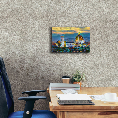 Image of 'Florence Italy Duomo Sunset' by Pedro Gavidia, Canvas Wall Art,18 x 12