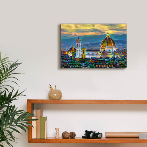 Image of 'Florence Italy Duomo Sunset' by Pedro Gavidia, Canvas Wall Art,18 x 12