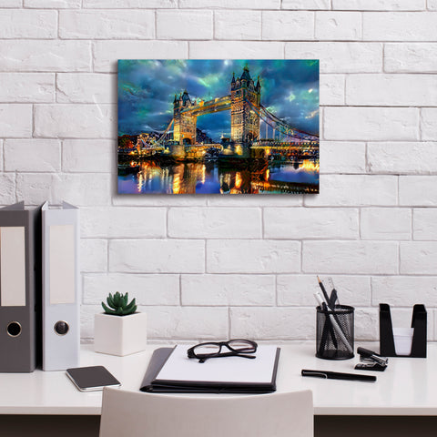 Image of 'England London Bridge' by Pedro Gavidia, Canvas Wall Art,18 x 12