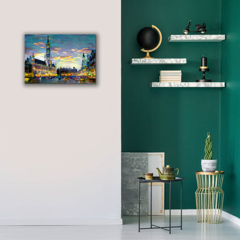 Image of 'Brussels Belgium Night' by Pedro Gavidia, Canvas Wall Art,26 x 18