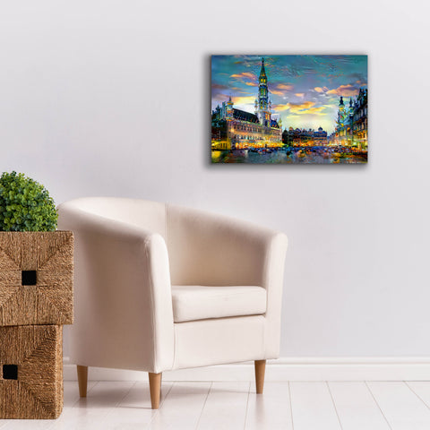 Image of 'Brussels Belgium Night' by Pedro Gavidia, Canvas Wall Art,26 x 18