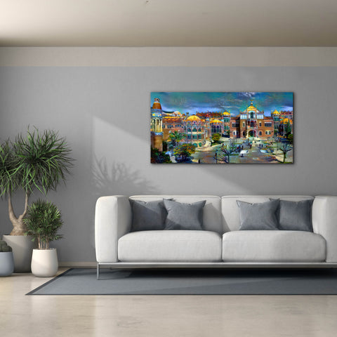 Image of 'Barcelona Spain Sant Pau Hospital and Palau de la Musica' by Pedro Gavidia, Canvas Wall Art,60 x 30