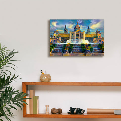 Image of 'Barcelona Spain Montjuic' by Pedro Gavidia, Canvas Wall Art,18 x 12