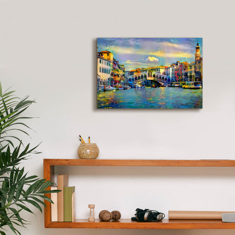 Image of 'Venice Italy Rialto Bridge' by Pedro Gavidia, Canvas Wall Art,18 x 12