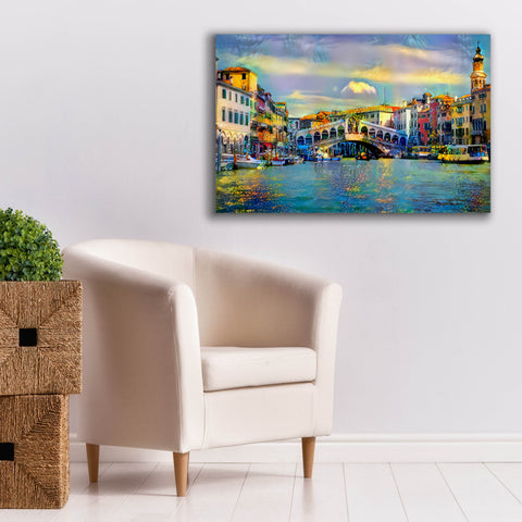 Image of 'Venice Italy Rialto Bridge' by Pedro Gavidia, Canvas Wall Art,40 x 26