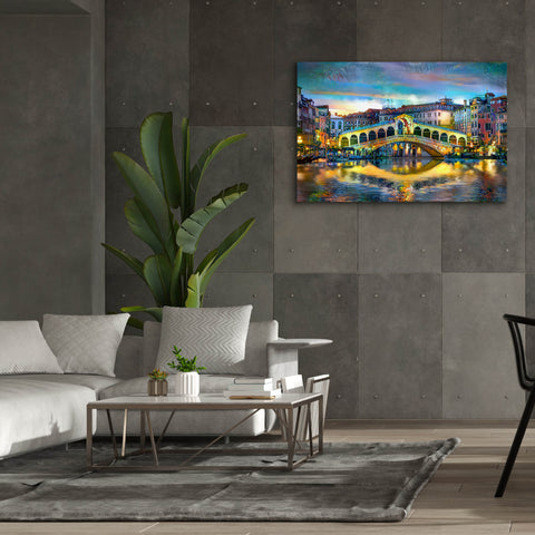 Image of 'Venice Italy Rialto Bridge at night' by Pedro Gavidia, Canvas Wall Art,60 x 40