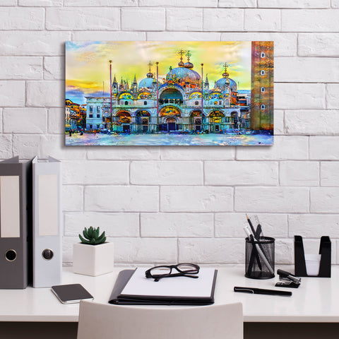 Image of 'Venice Italy Patriarchal Cathedral Basilica of Saint Mark at Sunset' by Pedro Gavidia, Canvas Wall Art,24 x 12
