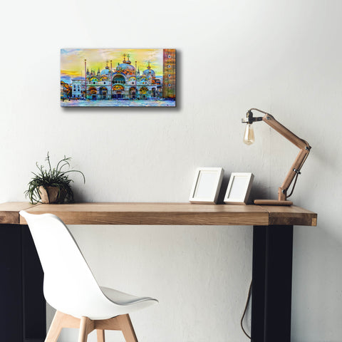 Image of 'Venice Italy Patriarchal Cathedral Basilica of Saint Mark at Sunset' by Pedro Gavidia, Canvas Wall Art,24 x 12