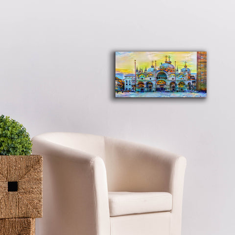 Image of 'Venice Italy Patriarchal Cathedral Basilica of Saint Mark at Sunset' by Pedro Gavidia, Canvas Wall Art,24 x 12